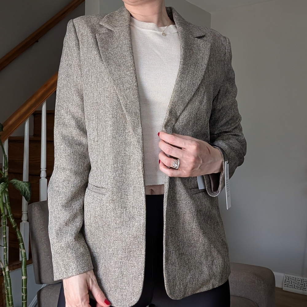 NWT Treasure & Bond Women's Gray / Tan Heather Blazer - Business Casual - Medium